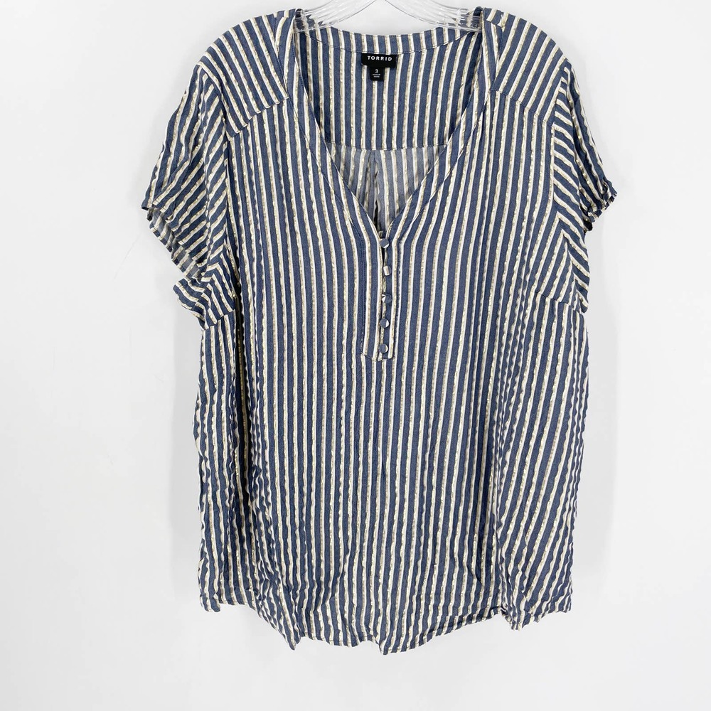Torrid Gold Lurex Stripe V-Neck Blouse